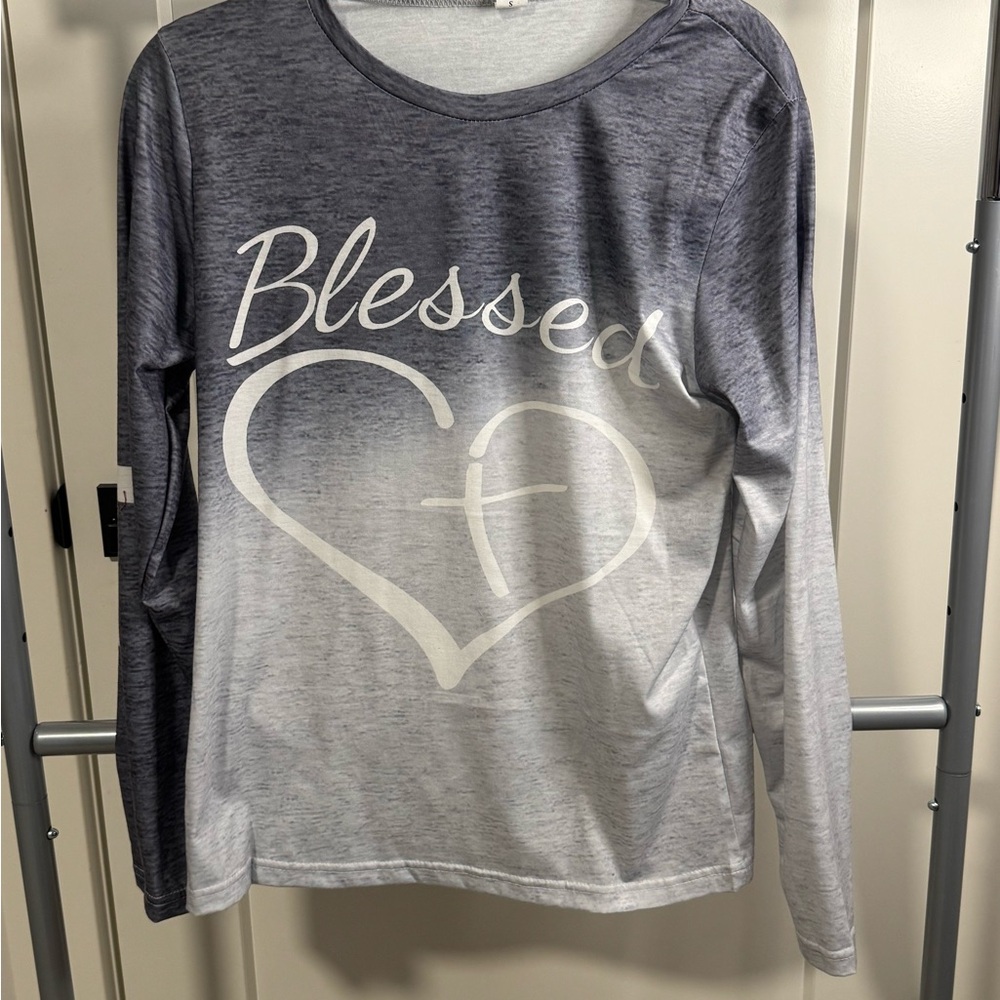 Gray 'Blessed' Long Sleeve Shirt